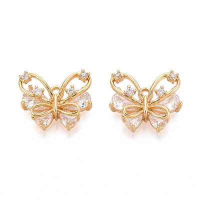 Brass Micro Pave Cubic Zirconia Charms
