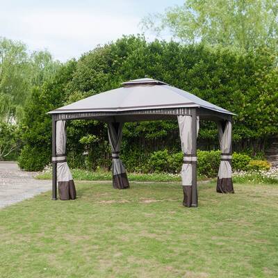 SUNJOY Light Grey+Dark Brown  Replacement Canopy For Fairfield Gazebo (10X12 Ft) A101001200 Sold At Canadiantire