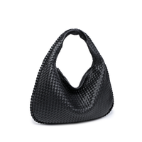 Woven Tote Bag for Women Braided Weave Shoulder Purse Handbag Vegan Leather Large Crescent Bag Handmade Hobo Bag