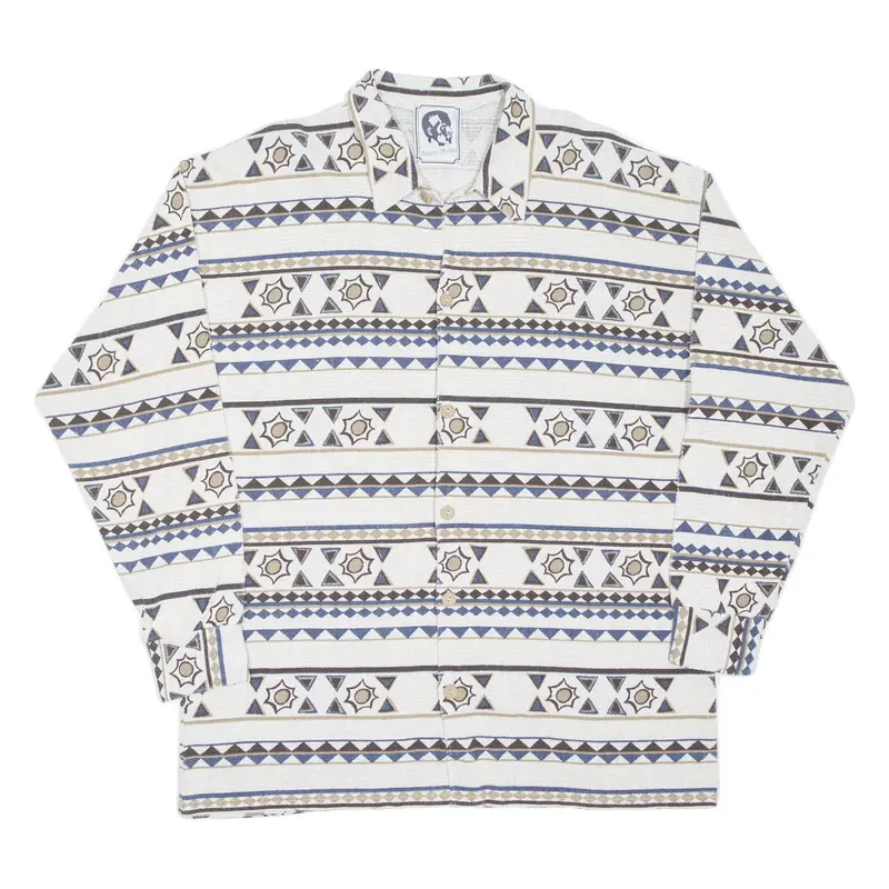 Shirt Cream Striped Long Sleeve Mens M