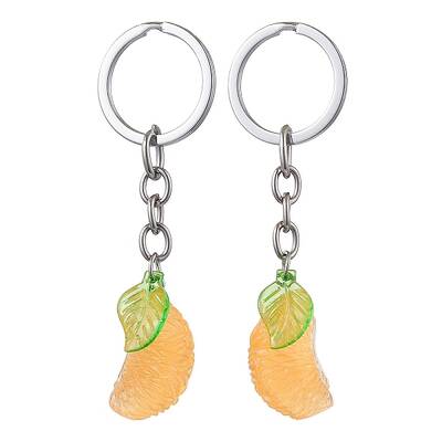 2Pcs Orange Slice Resin Keychains