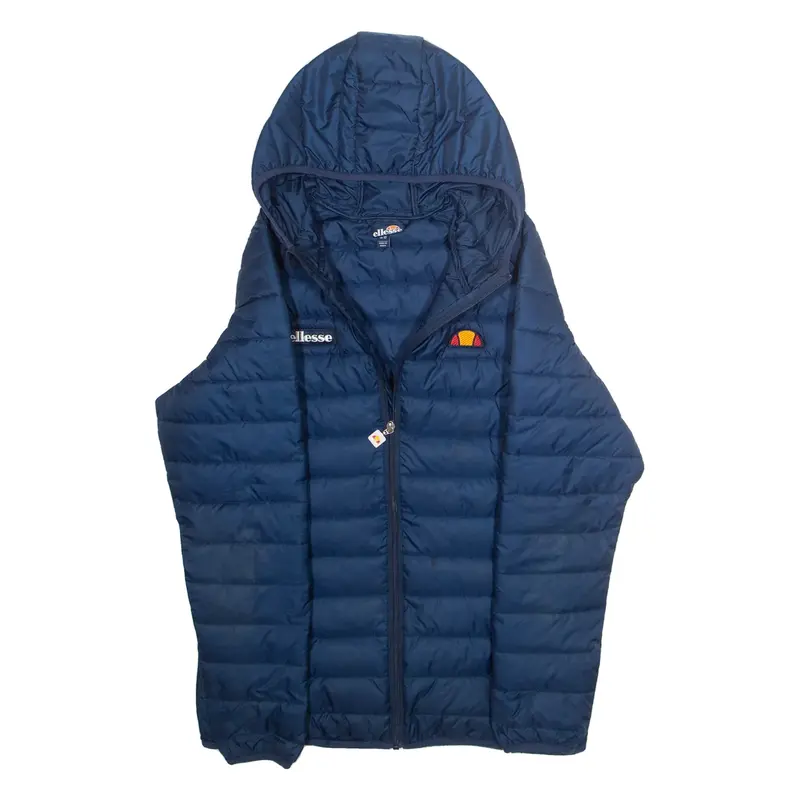 ELLESSE Womens Puffer Coat Blue Hooded S