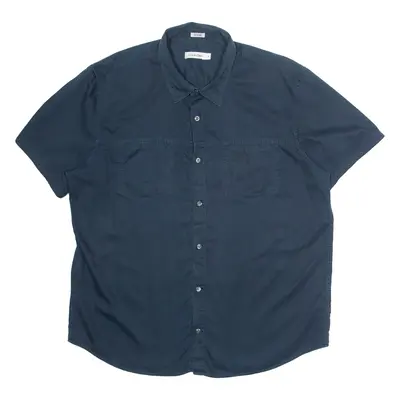 CALVIN KLEIN Mens Plain Shirt Blue Short Sleeve XL