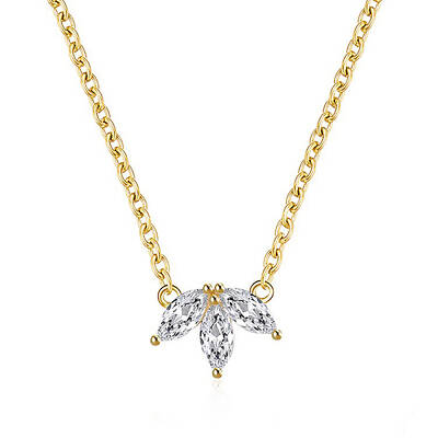 Fashionable 925 Sterling Silver Pave Clear Cubic Zirconia Clover Pendant Necklaces Simple and Versatile Daily Wear