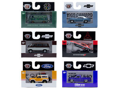Auto Meets Set of 6 Cars IN DISPLAY CASES Release 96 Limited Edition 1/64 Diecast Model Cars by M2 Machines