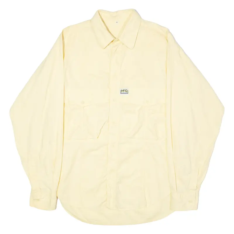 MCGREGOR Mens Plain Shirt Yellow 90s Long Sleeve L