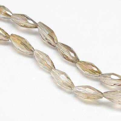 Electroplate Crystal Glass Rice Beads Strands
