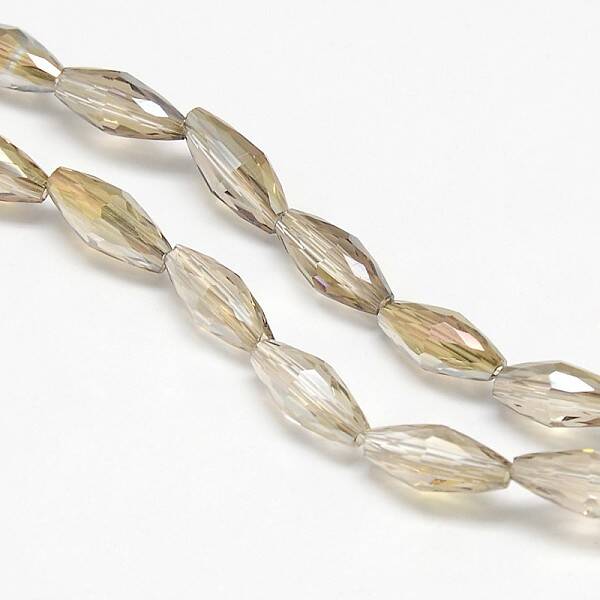 Electroplate Crystal Glass Rice Beads Strands