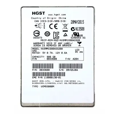 HGST 0B33600 | Ultrastar SSD1600MM Series 800GB Multi-Level Cell SAS 12Gb/s Mainstream Endurance 2.5-inch Solid State Drive