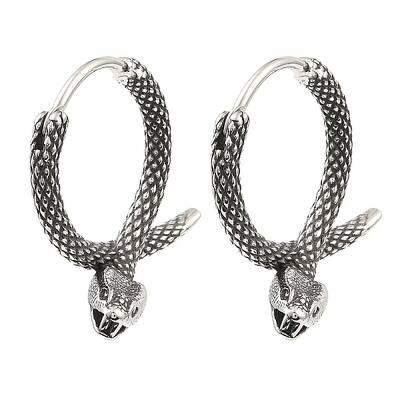 Antique Silver 316 Surgical Stainless Steel Hoop Earrings