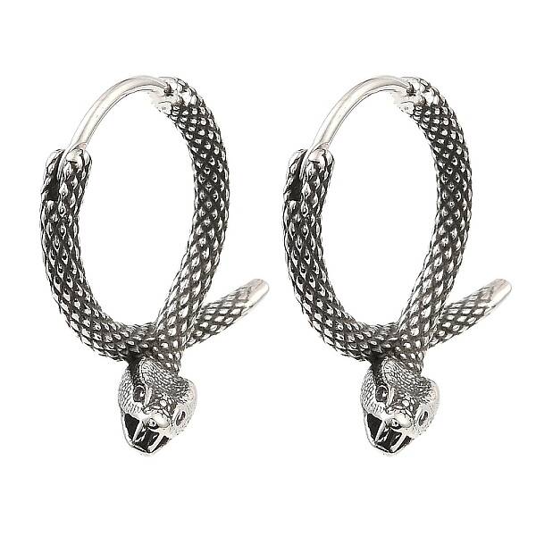 Antique Silver 316 Surgical Stainless Steel Hoop Earrings