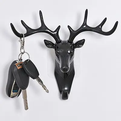 Christmas Deer Antler Shaped Wall Mounted Hook, Creative Wall Hanging Storage Hook, Decoration Storage Rack for Home Living R...