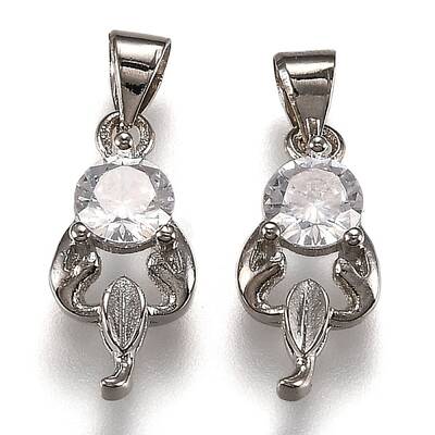 Brass Micro Pave Clear Cubic Zirconia Pendants