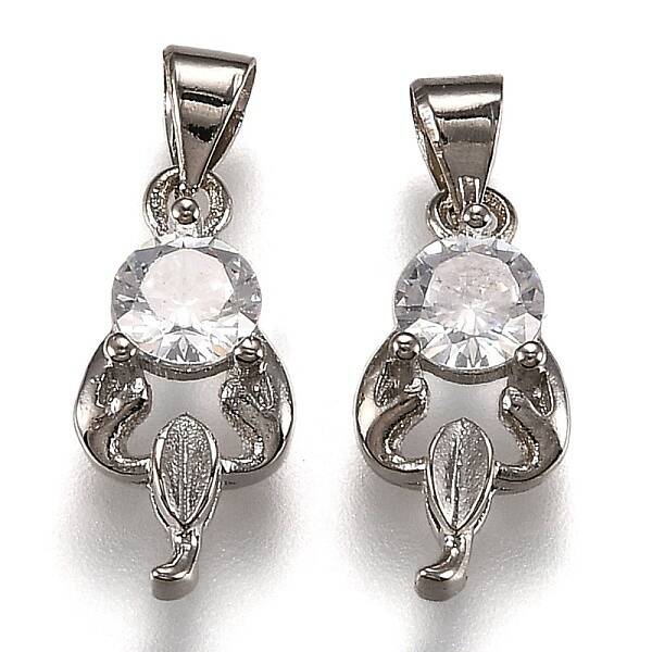 Brass Micro Pave Clear Cubic Zirconia Pendants