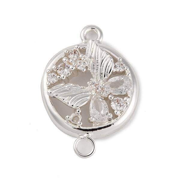 Brass Pave Clear Cubic Zirconia Connector Charms