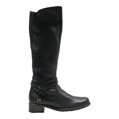 RIEKER High Boots Black Leather Womens UK 5