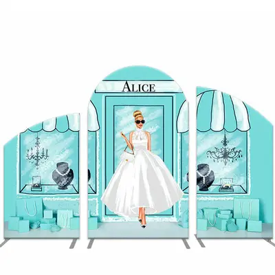 Aperturee Fashion Girl Shopping Turquoise Birthday Arch Backdrop Kit | Round Arch Backdrop Cover | Chiara Wall Backdrop Diy |...