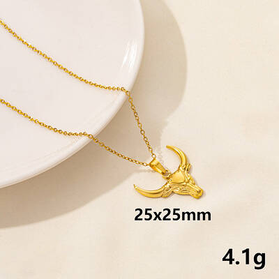 Stainless Steel Insect Cattle Pendant Necklace Unisex Jewelry