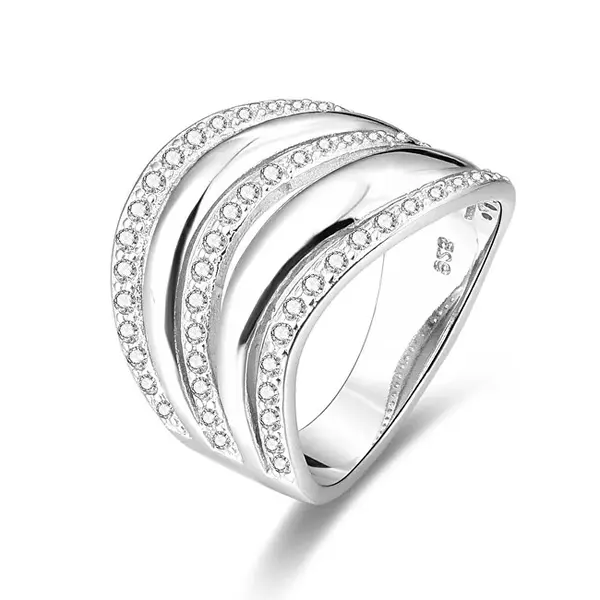 Beneto Silver ring with zirconia AGG329 - Circuit: 58 mm