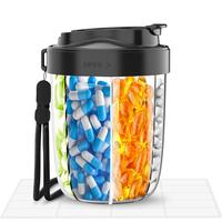 Portable Pill Probiotics Dispenser Bottle, Vitamin Organizer with 7 Compartments, Holds Plenty Of Supplements with Anti-mixin...