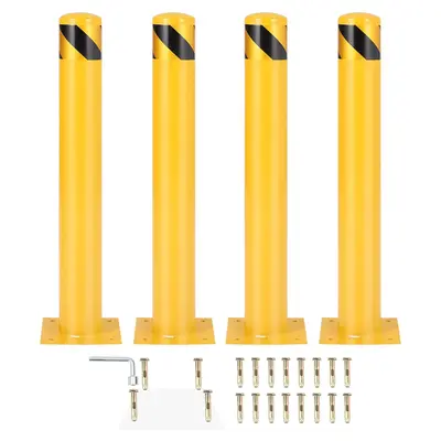 Garvee Safety Bollard Post 42 x 4.5 Steel with Anchor Bolts Impact-Resistant & High-Visibility Reflective Strips CE-Certi...