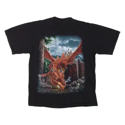 Dragon Mens T-Shirt Black Crew Neck L