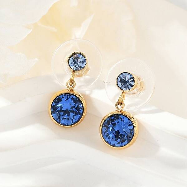 304 Stainless Steel Rhinestone Dangle Stud Earrings