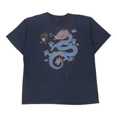 Single Stitch  Unbranded Graphic T-Shirt - XL Navy Cotton