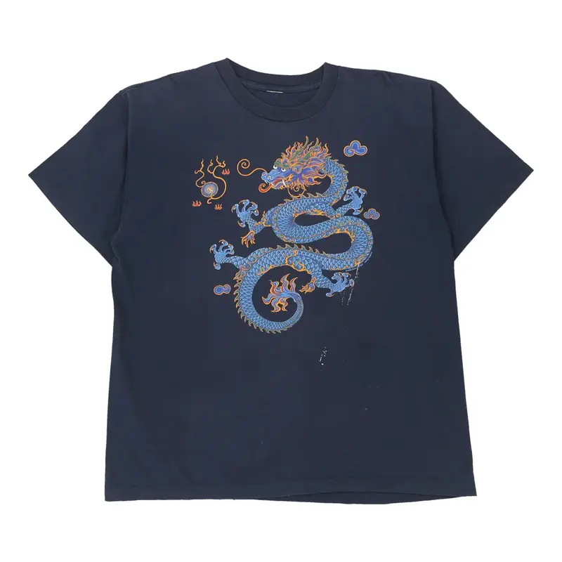 Single Stitch  Unbranded Graphic T-Shirt - XL Navy Cotton