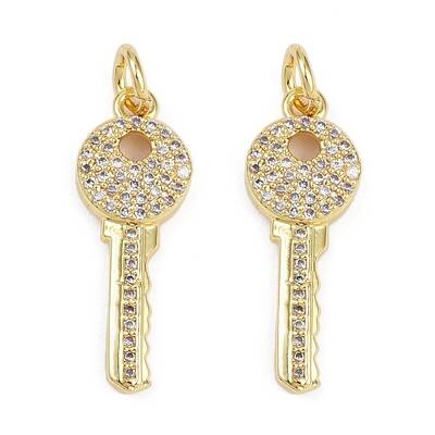 Brass Micro Pave Clear Cubic Zirconia Pendants