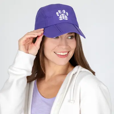 Paw Print Foldable Lightweight Baseball Cap - Black