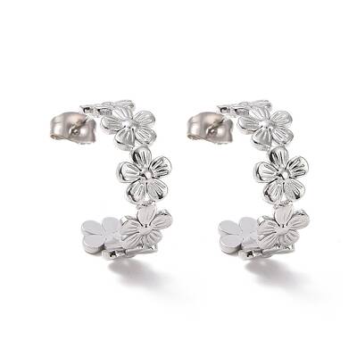 Non-Tarnish 304 Stainless Steel Flower Wrap Stud Earrings
