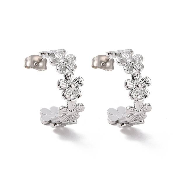 Non-Tarnish 304 Stainless Steel Flower Wrap Stud Earrings