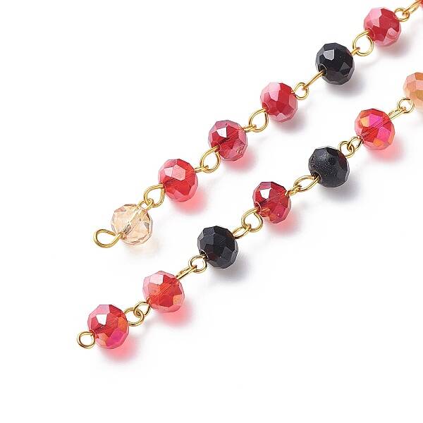Handmade Electroplate Glass Faceted Rondelle Beaded Chains