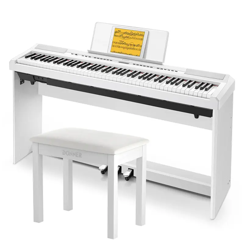 Donner DEP-20 Weighted Digital Piano - White / Piano+Bench