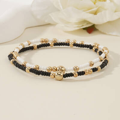 2Pcs Bohemian Style Glass Seed Beads Stretch Bracelets for Women