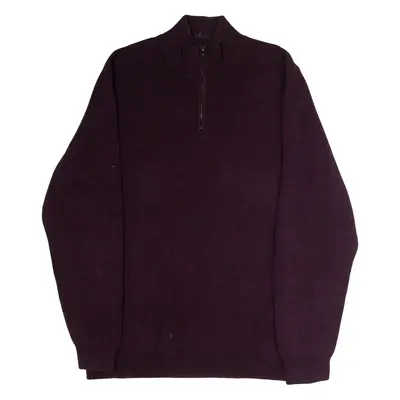 DIESEL Mens Jumper Maroon 1/4 Zip Tight Knit 2XL