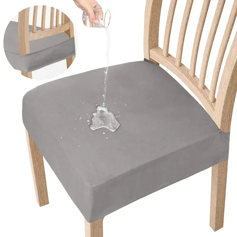 Easy-Going Waterproof Seat Covers for Dining Chairs Set of 2,4,6,8, Stretch Lightweight Smooth Seat Protector, Removable and ...