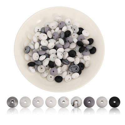 144Pcs 9 Style Rondelle Food Grade Eco-Friendly Silicone Abacus Beads