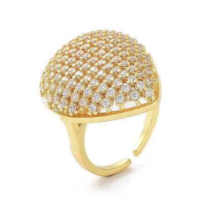 Brass with Cubic Zirconia Open Cuff Rings for Women