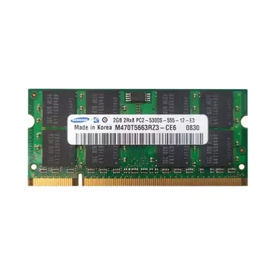 Samsung M470T5663RZ3-CE6 | 2GB DDR2-667MHz PC2-5300 Non-ECC Unbuffered SODIMM CL5 2Rx8 1.8V 200-Pin Memory Module