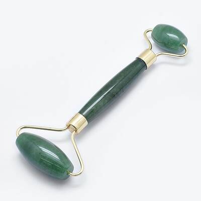 Natural Green Aventurine Brass Face Massager