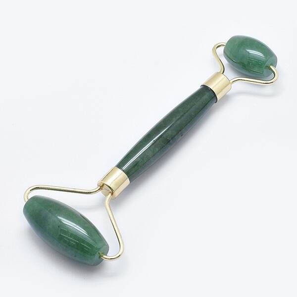 Natural Green Aventurine Brass Face Massager
