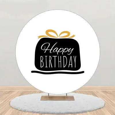 Black Gift Morden Simple Round Birthday Backdrop - Aperturee