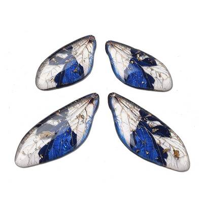 4Pcs Transparent Epoxy Resin Butterfly Wings Pendants