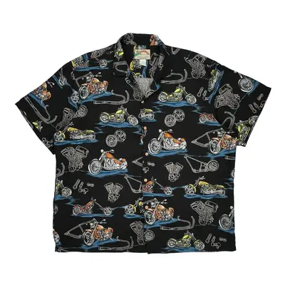 Paradise Found Graphic Hawaiian Shirt - 2XL Black Cotton