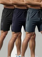Men's Solid Color Zipper Pocket Quick Drying Shorts, Regular Fit Casual Breathable Comfortable Shorts for Summer, Men's Botto...