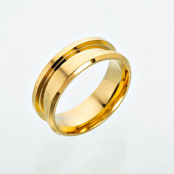 201 Stainless Steel Grooved Finger Ring Settings
