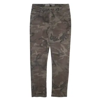 SMOG Camo Mens Trousers Grey Slim Straight W33 L32