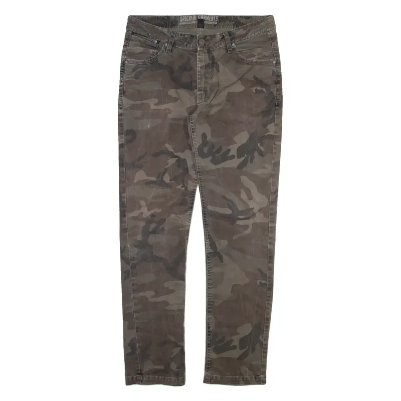 SMOG Camo Mens Trousers Grey Slim Straight W33 L32